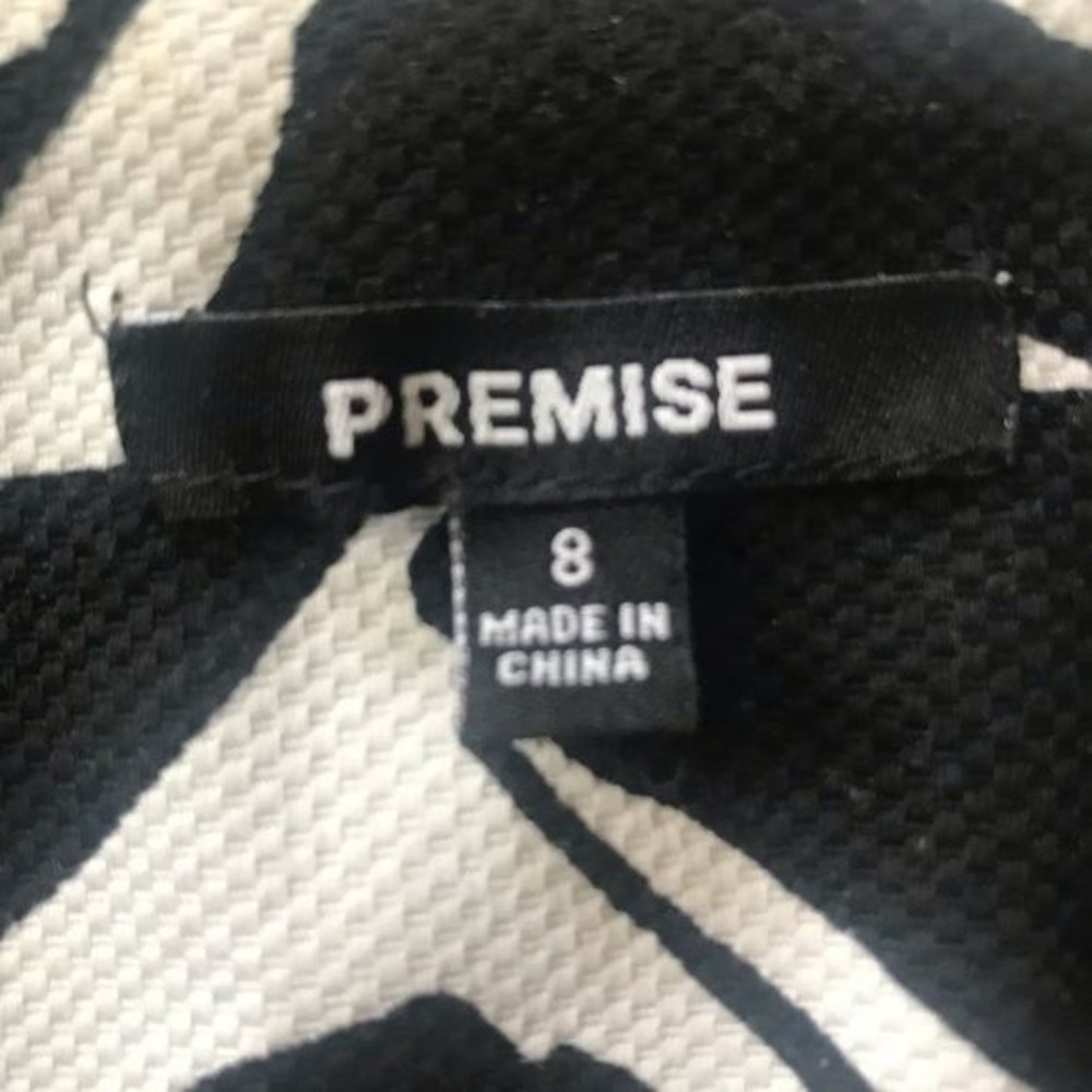 PREMISE Jacket 3/4 Length Sleeve Black & White Open Front Lined Size 8 - Picture 3 of 6
